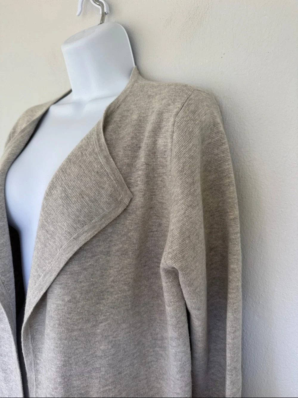 J. Crew light gray wool blend longline draped waterfall cardigan size small
